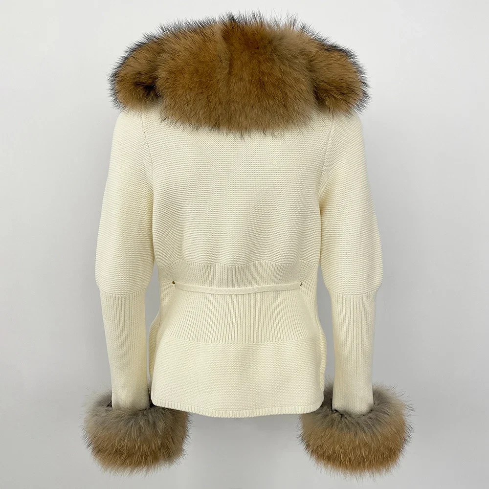 OFTBUY 2024 New Autumn Winter Jacket Women Natural Real Raccoon Fox Fur Collar Cuffs 100% Cotton Sweater Streetwear Outerwear