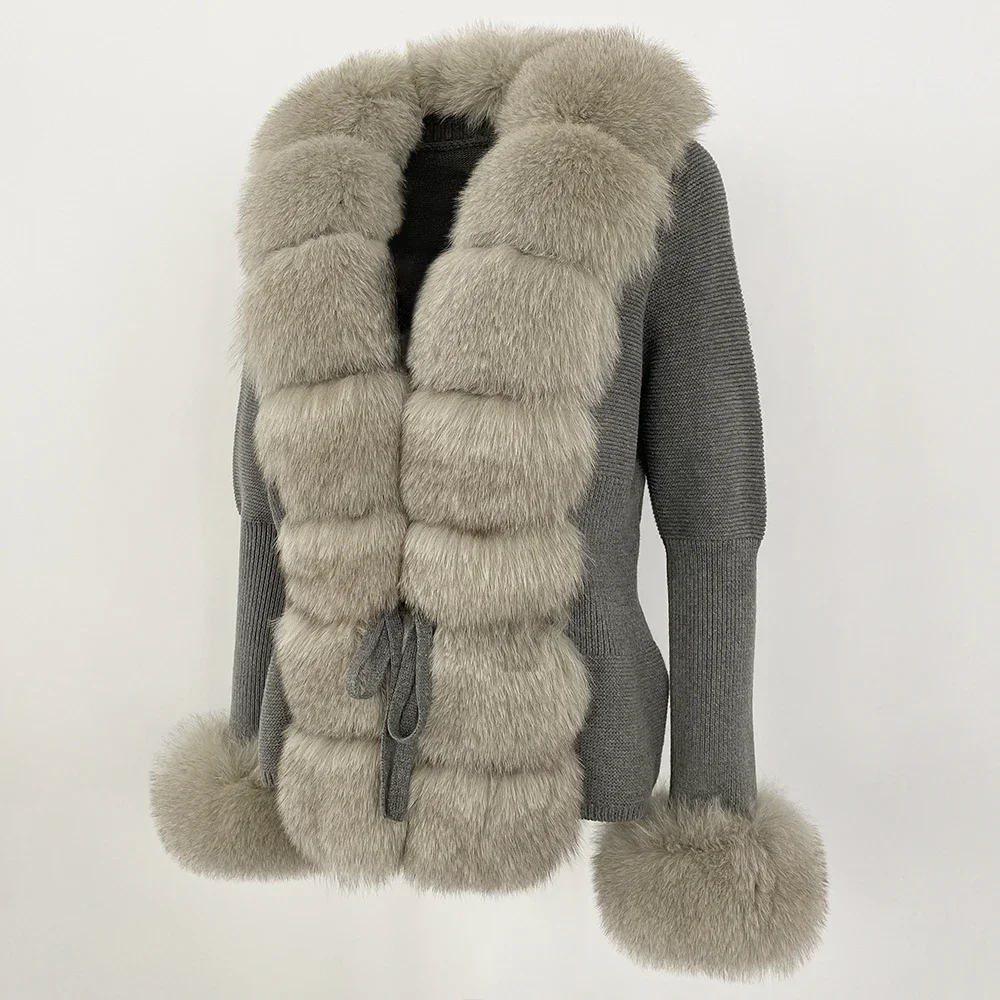 OFTBUY 2024 New Autumn Winter Jacket Women Natural Real Raccoon Fox Fur Collar Cuffs 100% Cotton Sweater Streetwear Outerwear