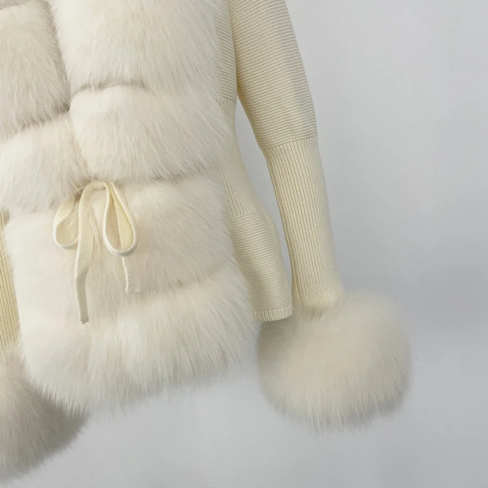 OFTBUY 2024 New Autumn Winter Jacket Women Natural Real Raccoon Fox Fur Collar Cuffs 100% Cotton Sweater Streetwear Outerwear
