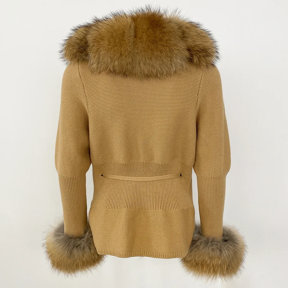 OFTBUY 2024 New Autumn Winter Jacket Women Natural Real Raccoon Fox Fur Collar Cuffs 100% Cotton Sweater Streetwear Outerwear