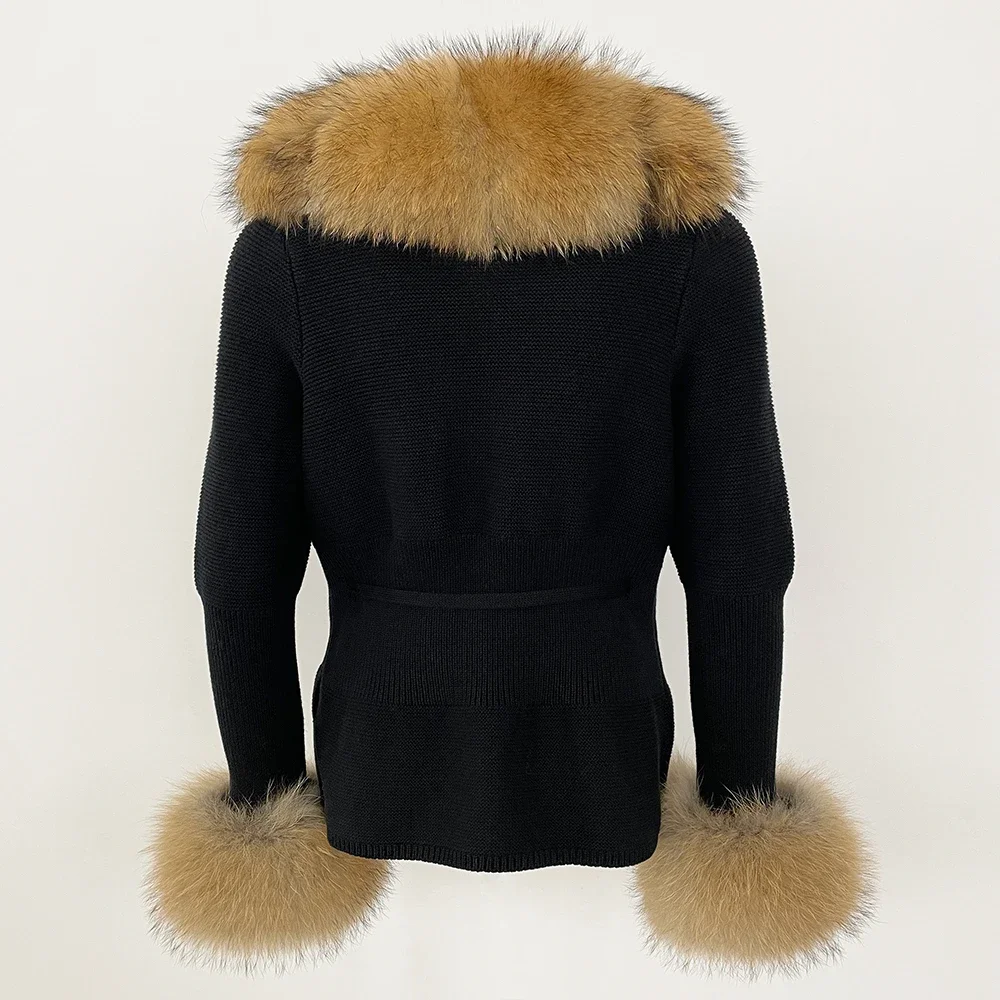 OFTBUY 2024 New Autumn Winter Jacket Women Natural Real Raccoon Fox Fur Collar Cuffs 100% Cotton Sweater Streetwear Outerwear