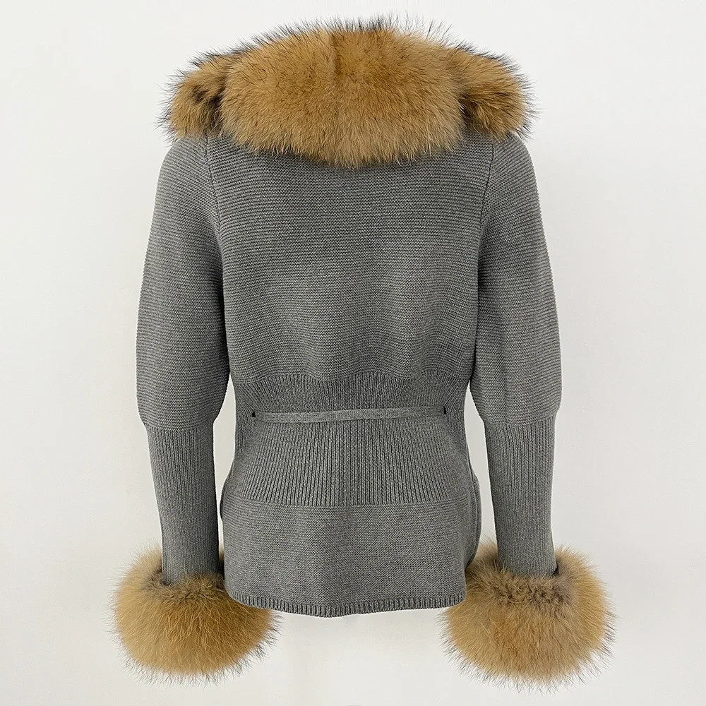 OFTBUY 2024 New Autumn Winter Jacket Women Natural Real Raccoon Fox Fur Collar Cuffs 100% Cotton Sweater Streetwear Outerwear