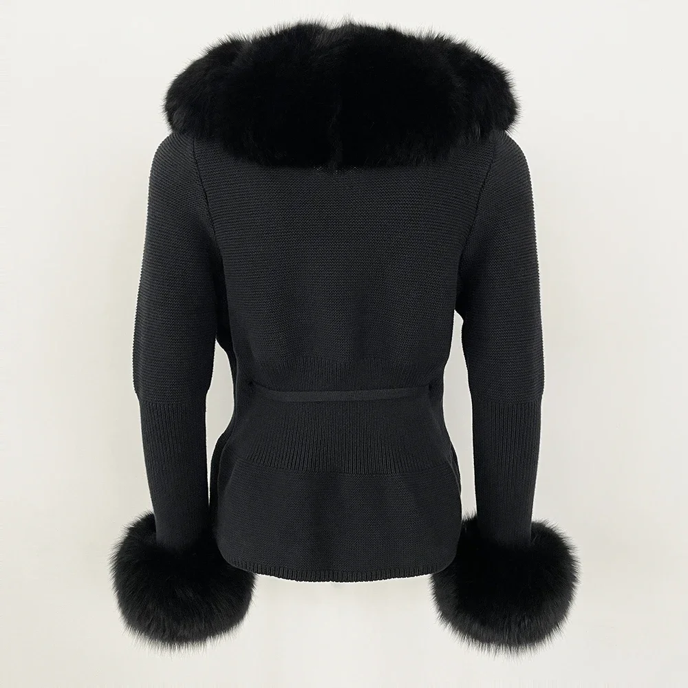 OFTBUY 2024 New Autumn Winter Jacket Women Natural Real Raccoon Fox Fur Collar Cuffs 100% Cotton Sweater Streetwear Outerwear