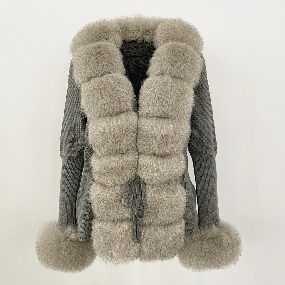 OFTBUY 2024 New Autumn Winter Jacket Women Natural Real Raccoon Fox Fur Collar Cuffs 100% Cotton Sweater Streetwear Outerwear
