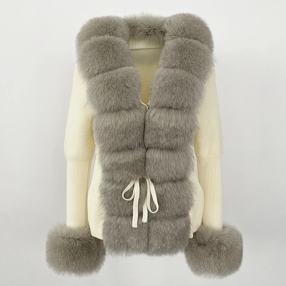 OFTBUY 2024 New Autumn Winter Jacket Women Natural Real Raccoon Fox Fur Collar Cuffs 100% Cotton Sweater Streetwear Outerwear
