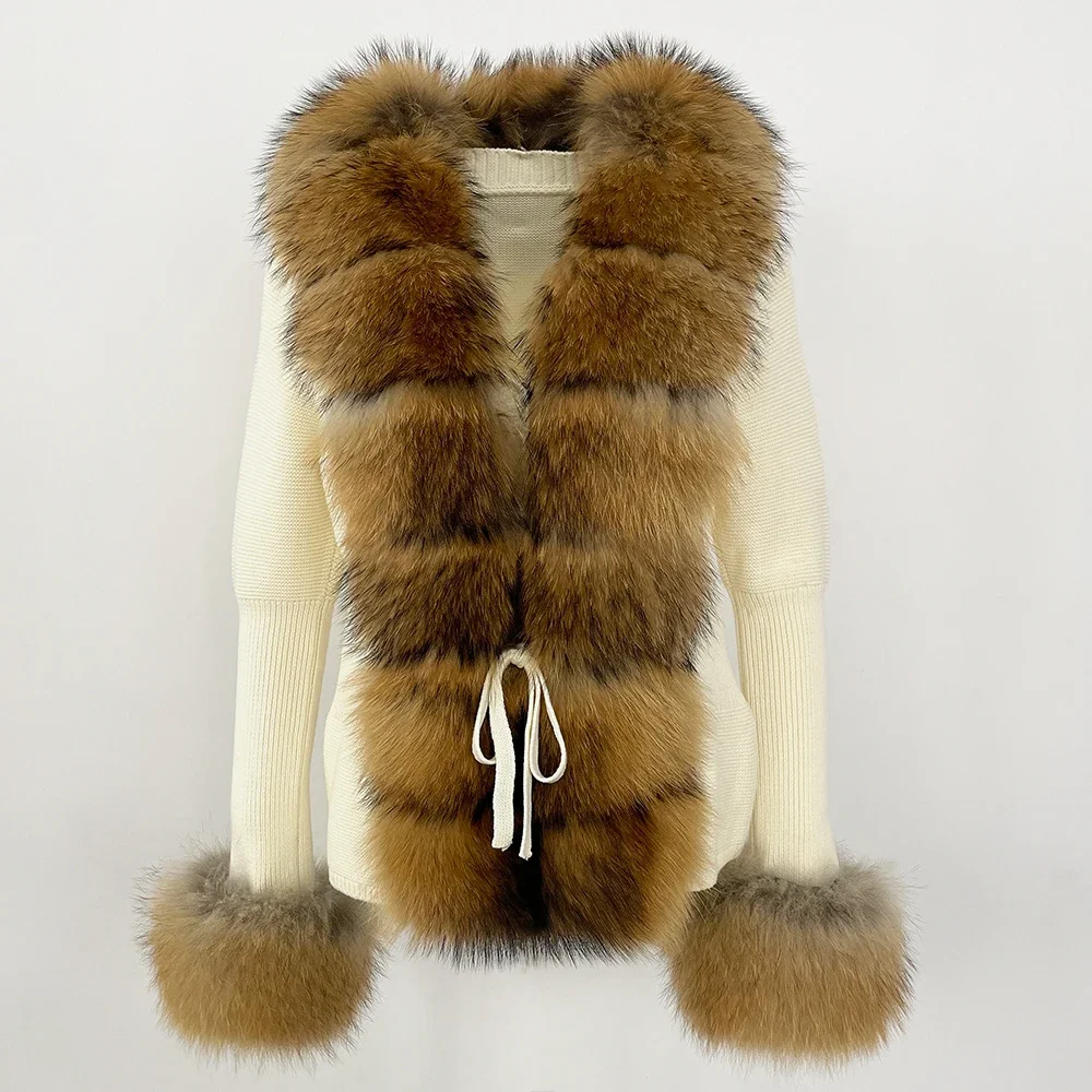 OFTBUY 2024 New Autumn Winter Jacket Women Natural Real Raccoon Fox Fur Collar Cuffs 100% Cotton Sweater Streetwear Outerwear