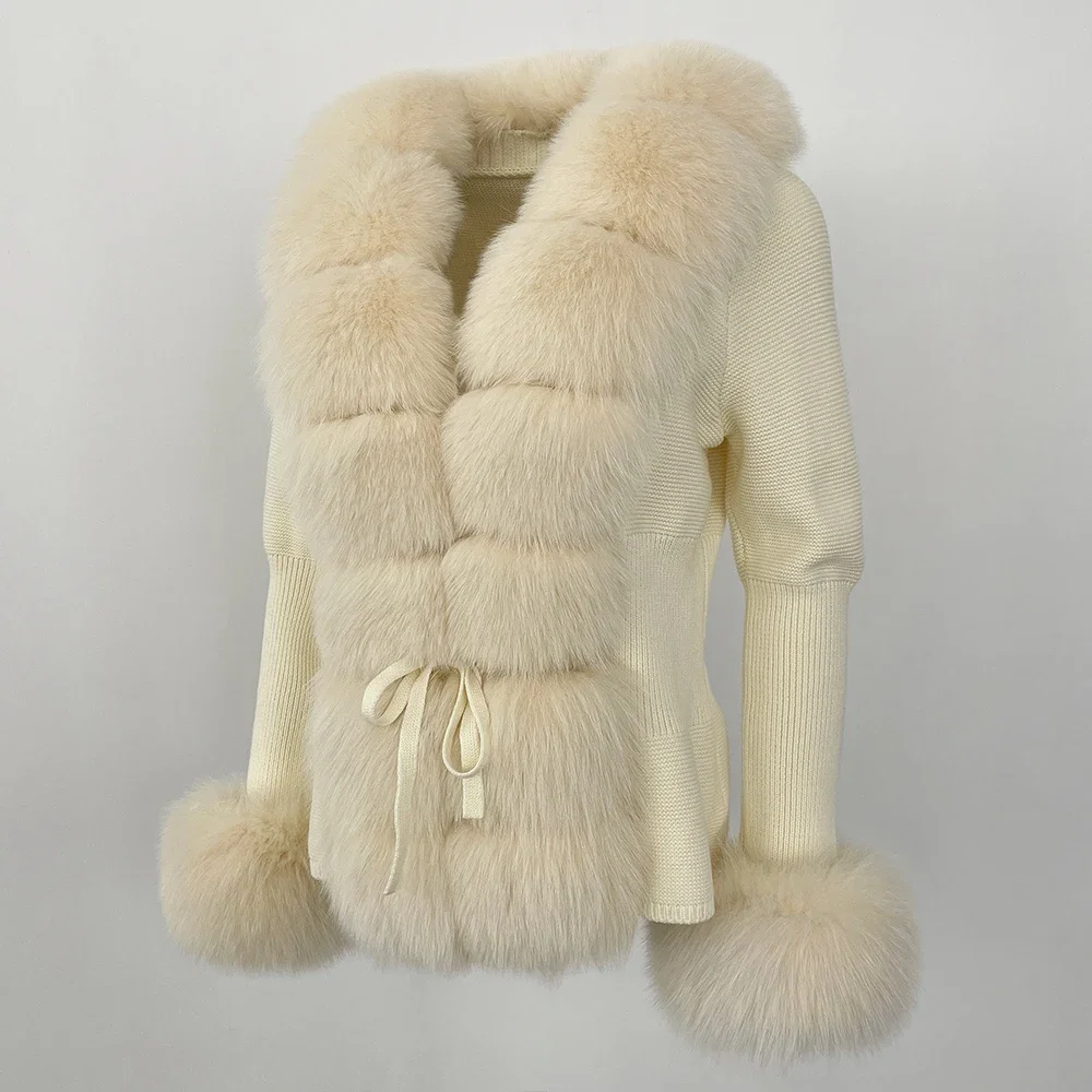 OFTBUY 2024 New Autumn Winter Jacket Women Natural Real Raccoon Fox Fur Collar Cuffs 100% Cotton Sweater Streetwear Outerwear