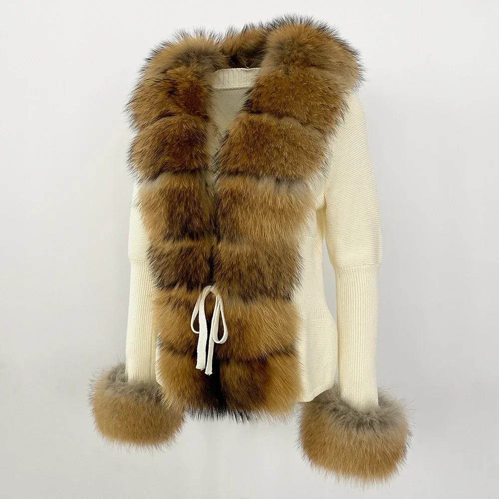 OFTBUY 2024 New Autumn Winter Jacket Women Natural Real Raccoon Fox Fur Collar Cuffs 100% Cotton Sweater Streetwear Outerwear