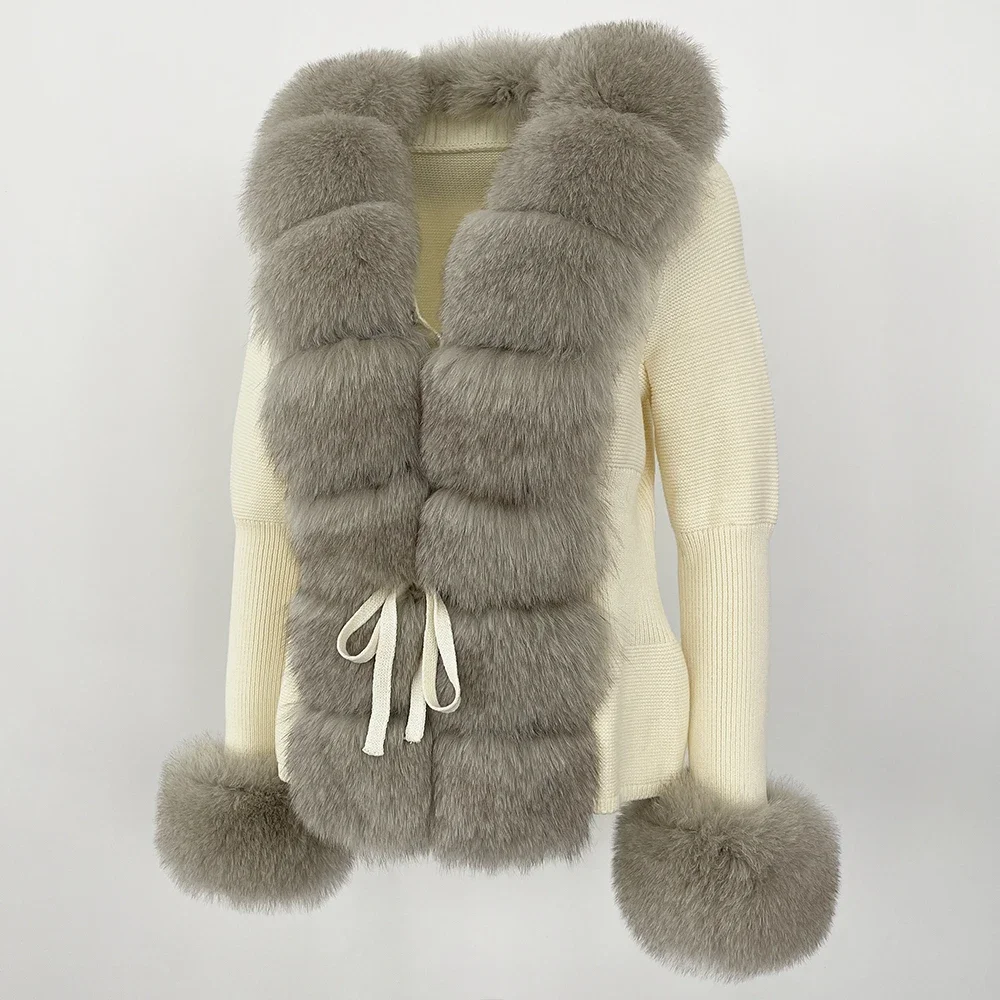 OFTBUY 2024 New Autumn Winter Jacket Women Natural Real Raccoon Fox Fur Collar Cuffs 100% Cotton Sweater Streetwear Outerwear