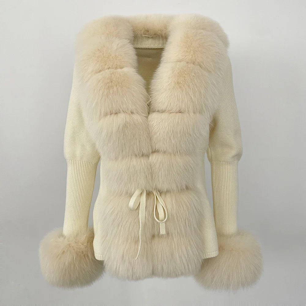 OFTBUY 2024 New Autumn Winter Jacket Women Natural Real Raccoon Fox Fur Collar Cuffs 100% Cotton Sweater Streetwear Outerwear