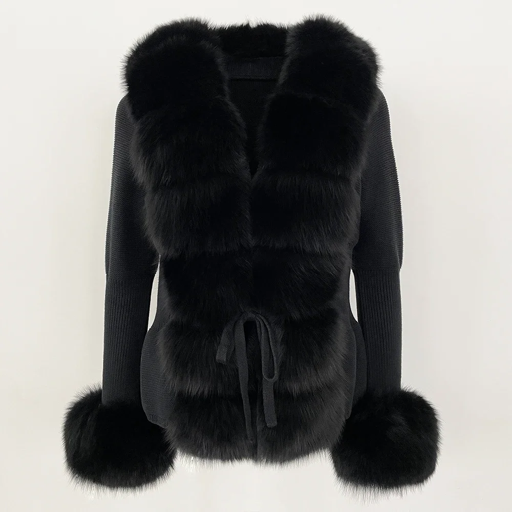 OFTBUY 2024 New Autumn Winter Jacket Women Natural Real Raccoon Fox Fur Collar Cuffs 100% Cotton Sweater Streetwear Outerwear