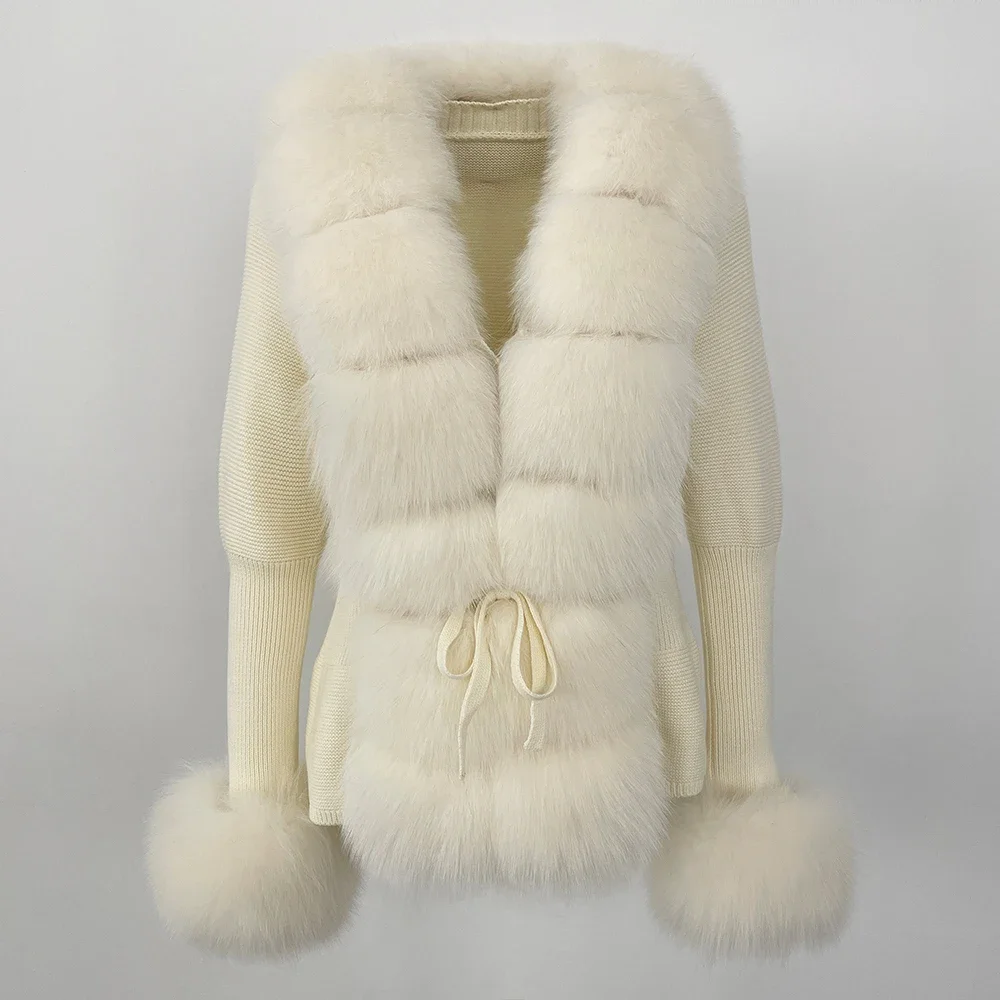 OFTBUY 2024 New Autumn Winter Jacket Women Natural Real Raccoon Fox Fur Collar Cuffs 100% Cotton Sweater Streetwear Outerwear