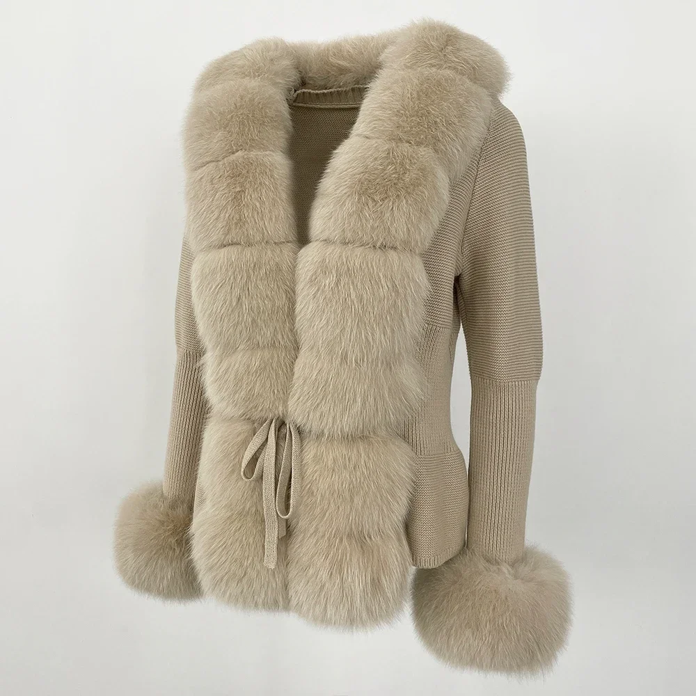 OFTBUY 2024 New Autumn Winter Jacket Women Natural Real Raccoon Fox Fur Collar Cuffs 100% Cotton Sweater Streetwear Outerwear