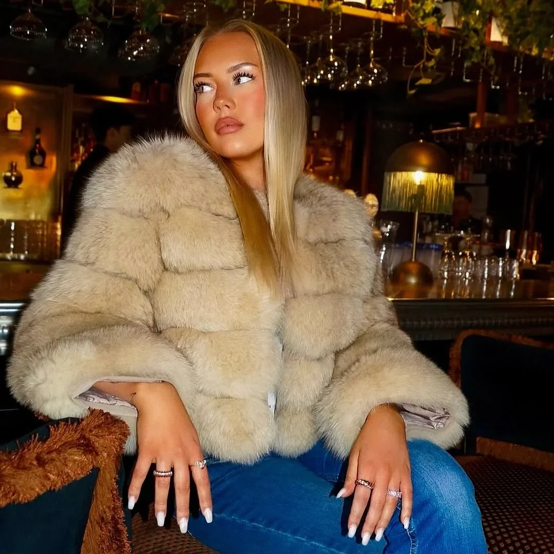 OFTBUY Wholesale Natural Raccoon Fox Fur Coat New High Quality Winter Jacket Women Fluffy Real Fur Clothing Outerwear Streetwear