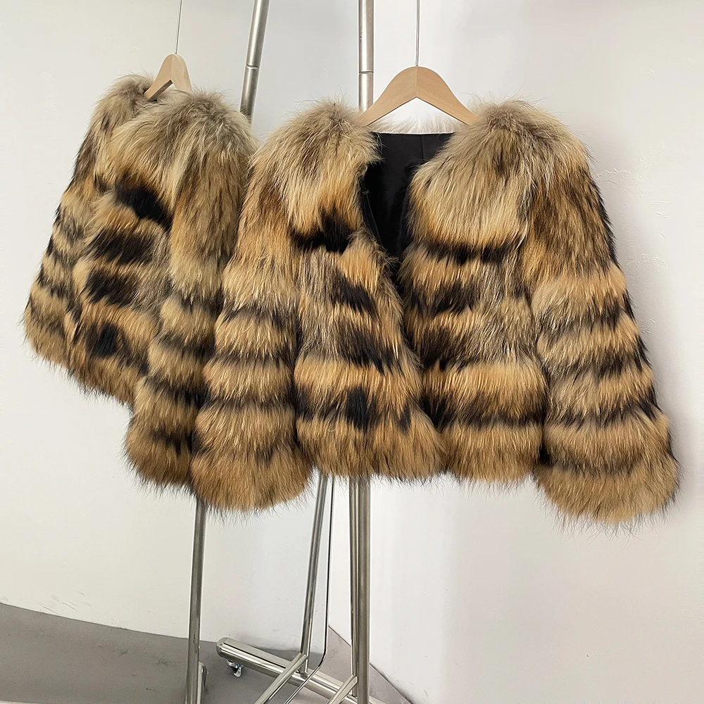 OFTBUY Wholesale Natural Raccoon Fox Fur Coat New High Quality Winter Jacket Women Fluffy Real Fur Clothing Outerwear Streetwear