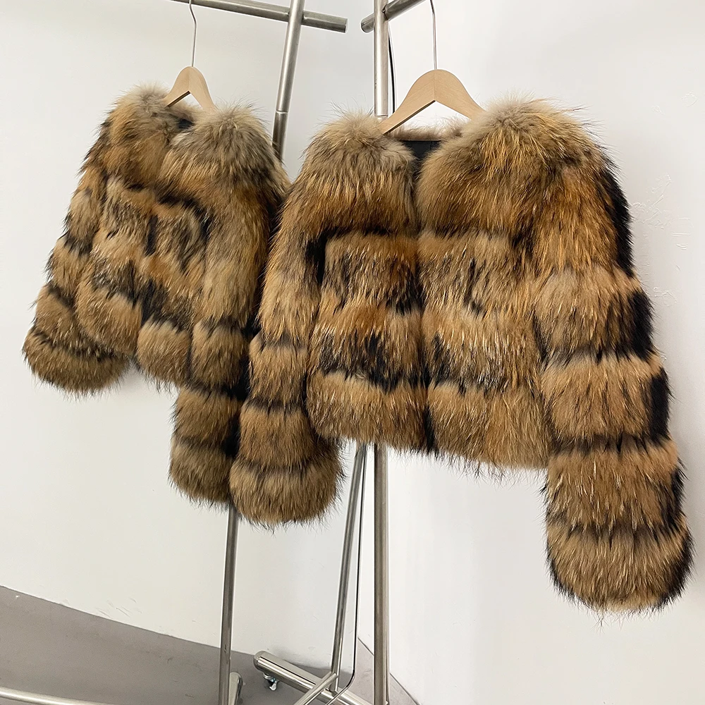 OFTBUY Wholesale Natural Raccoon Fox Fur Coat New High Quality Winter Jacket Women Fluffy Real Fur Clothing Outerwear Streetwear