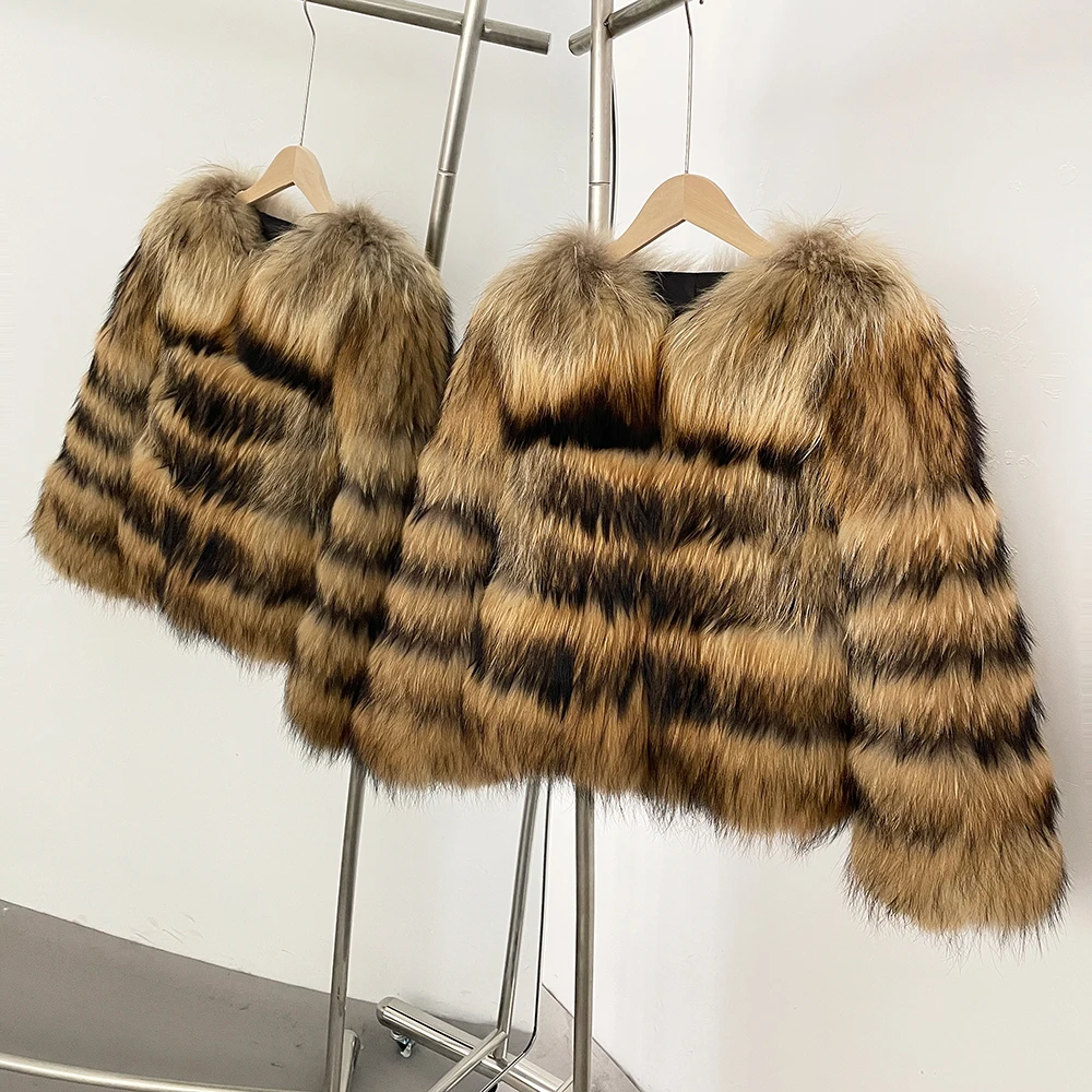 OFTBUY Wholesale Natural Raccoon Fox Fur Coat New High Quality Winter Jacket Women Fluffy Real Fur Clothing Outerwear Streetwear