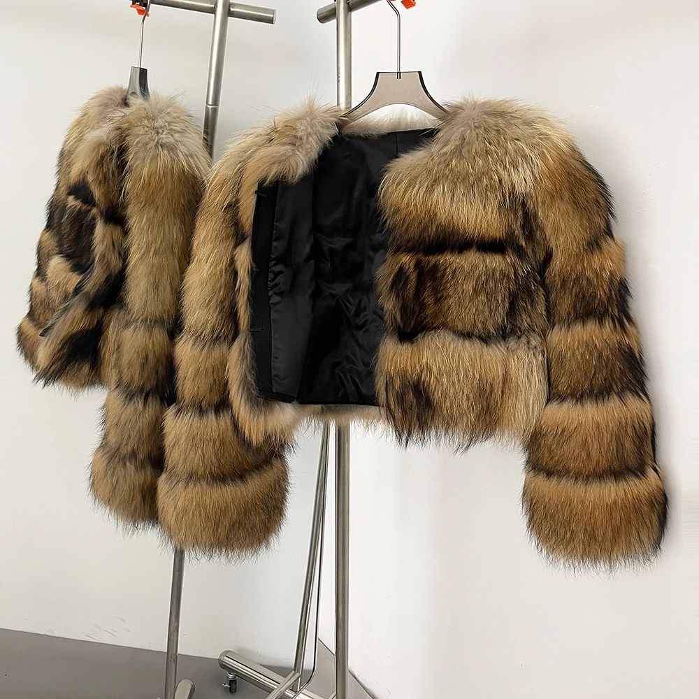 OFTBUY Wholesale Natural Raccoon Fox Fur Coat New High Quality Winter Jacket Women Fluffy Real Fur Clothing Outerwear Streetwear
