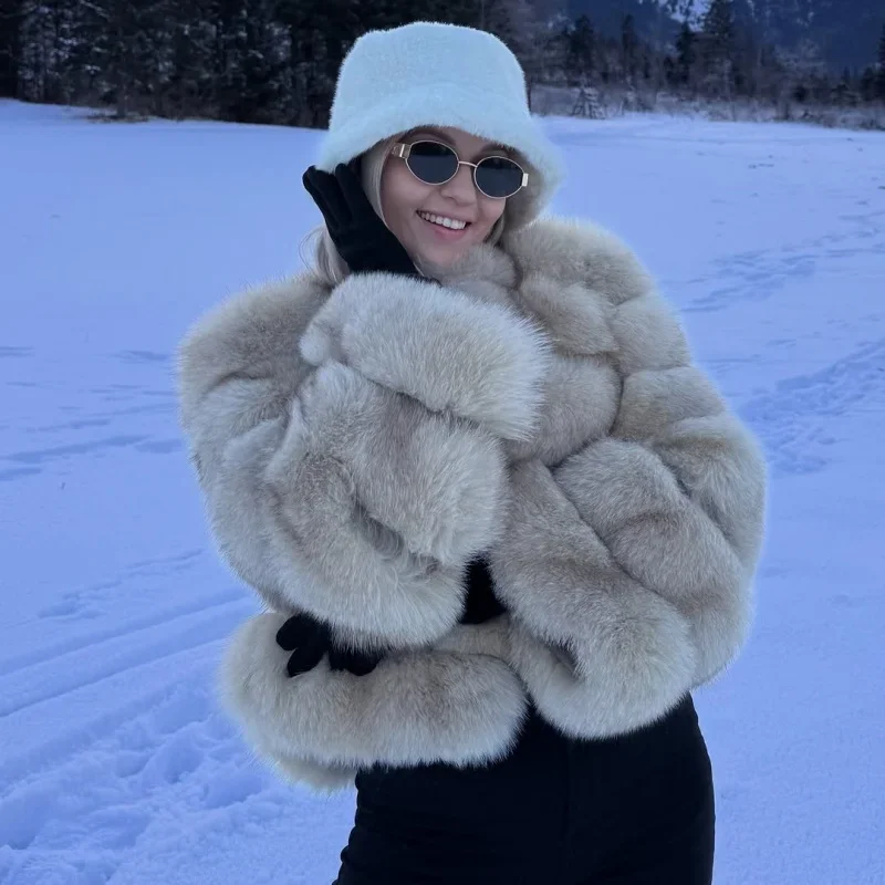 OFTBUY Wholesale Natural Raccoon Fox Fur Coat New High Quality Winter Jacket Women Fluffy Real Fur Clothing Outerwear Streetwear