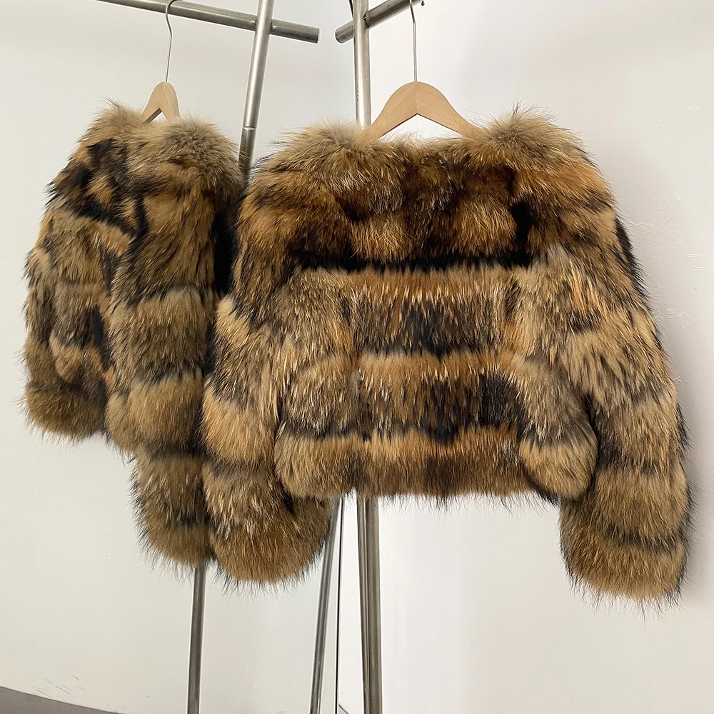 OFTBUY Wholesale Natural Raccoon Fox Fur Coat New High Quality Winter Jacket Women Fluffy Real Fur Clothing Outerwear Streetwear