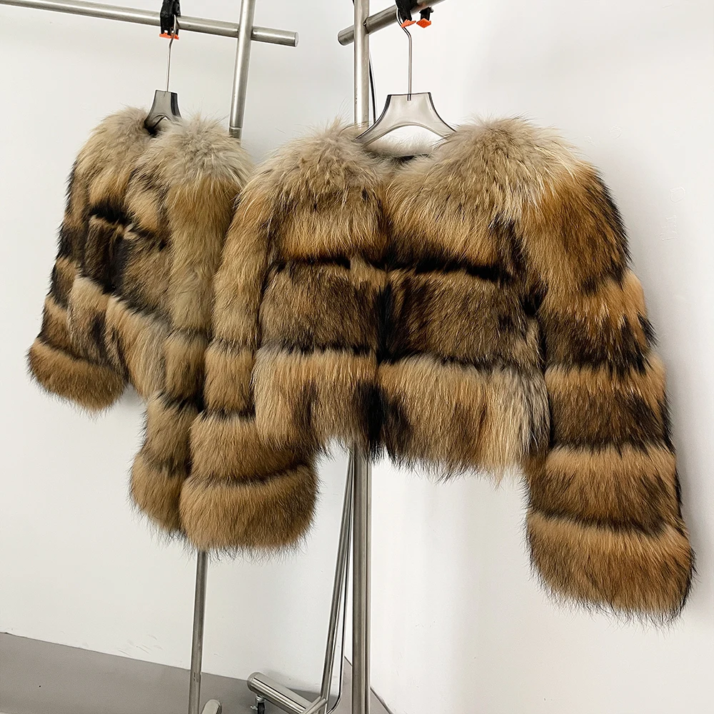 OFTBUY Wholesale Natural Raccoon Fox Fur Coat New High Quality Winter Jacket Women Fluffy Real Fur Clothing Outerwear Streetwear