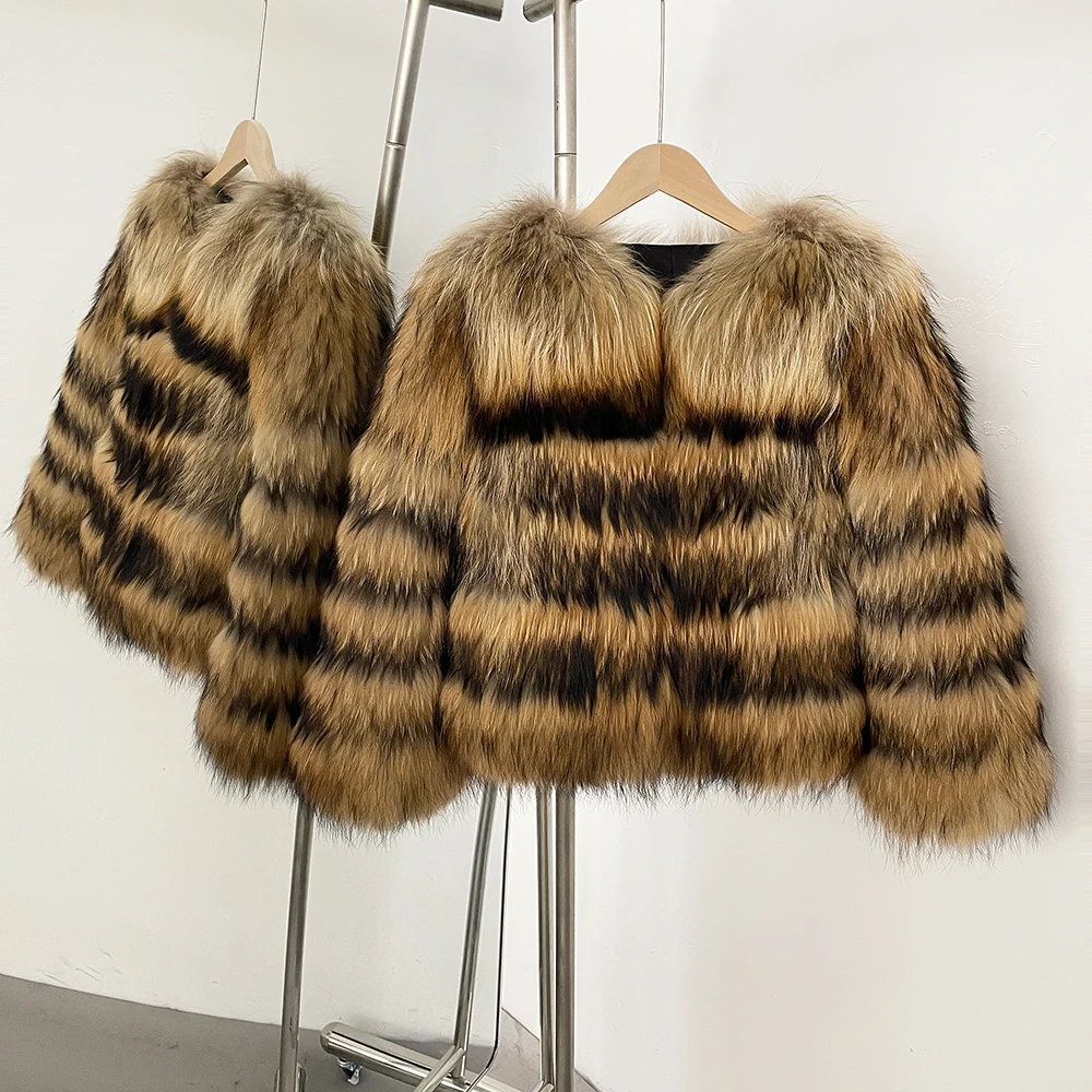 OFTBUY Wholesale Natural Raccoon Fox Fur Coat New High Quality Winter Jacket Women Fluffy Real Fur Clothing Outerwear Streetwear