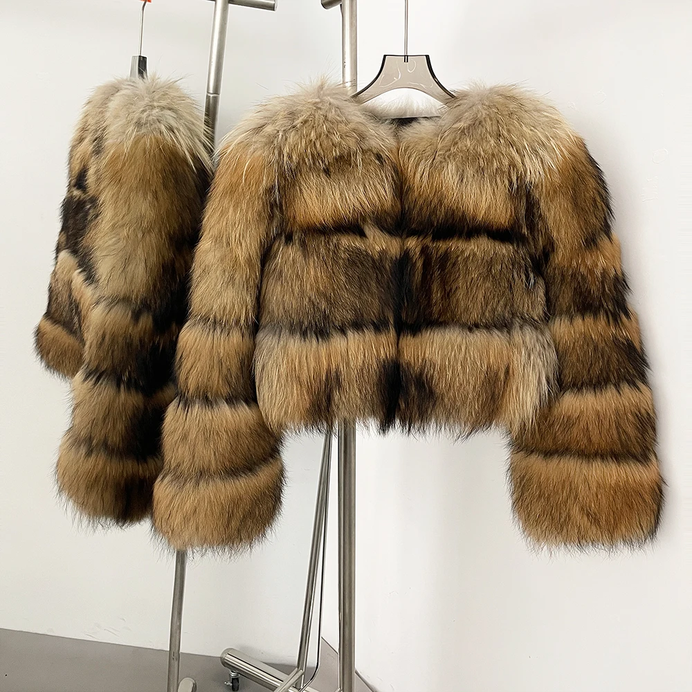 OFTBUY Wholesale Natural Raccoon Fox Fur Coat New High Quality Winter Jacket Women Fluffy Real Fur Clothing Outerwear Streetwear