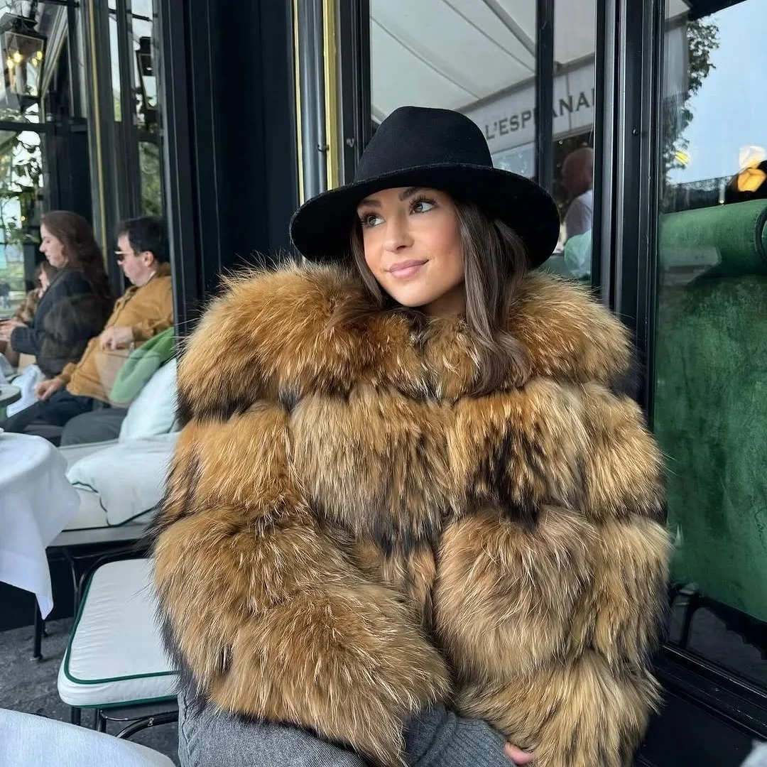 OFTBUY Wholesale Natural Raccoon Fox Fur Coat New High Quality Winter Jacket Women Fluffy Real Fur Clothing Outerwear Streetwear