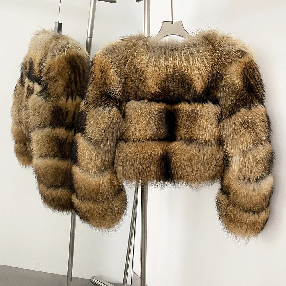 OFTBUY Wholesale Natural Raccoon Fox Fur Coat New High Quality Winter Jacket Women Fluffy Real Fur Clothing Outerwear Streetwear