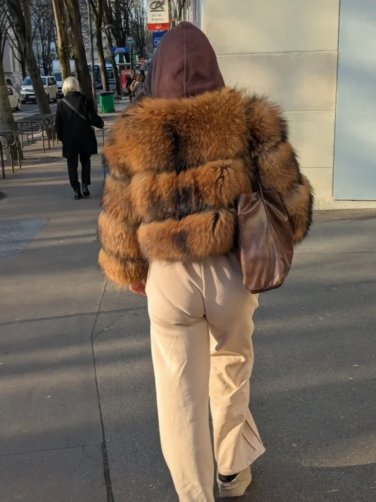 OFTBUY Wholesale Natural Raccoon Fox Fur Coat New High Quality Winter Jacket Women Fluffy Real Fur Clothing Outerwear Streetwear
