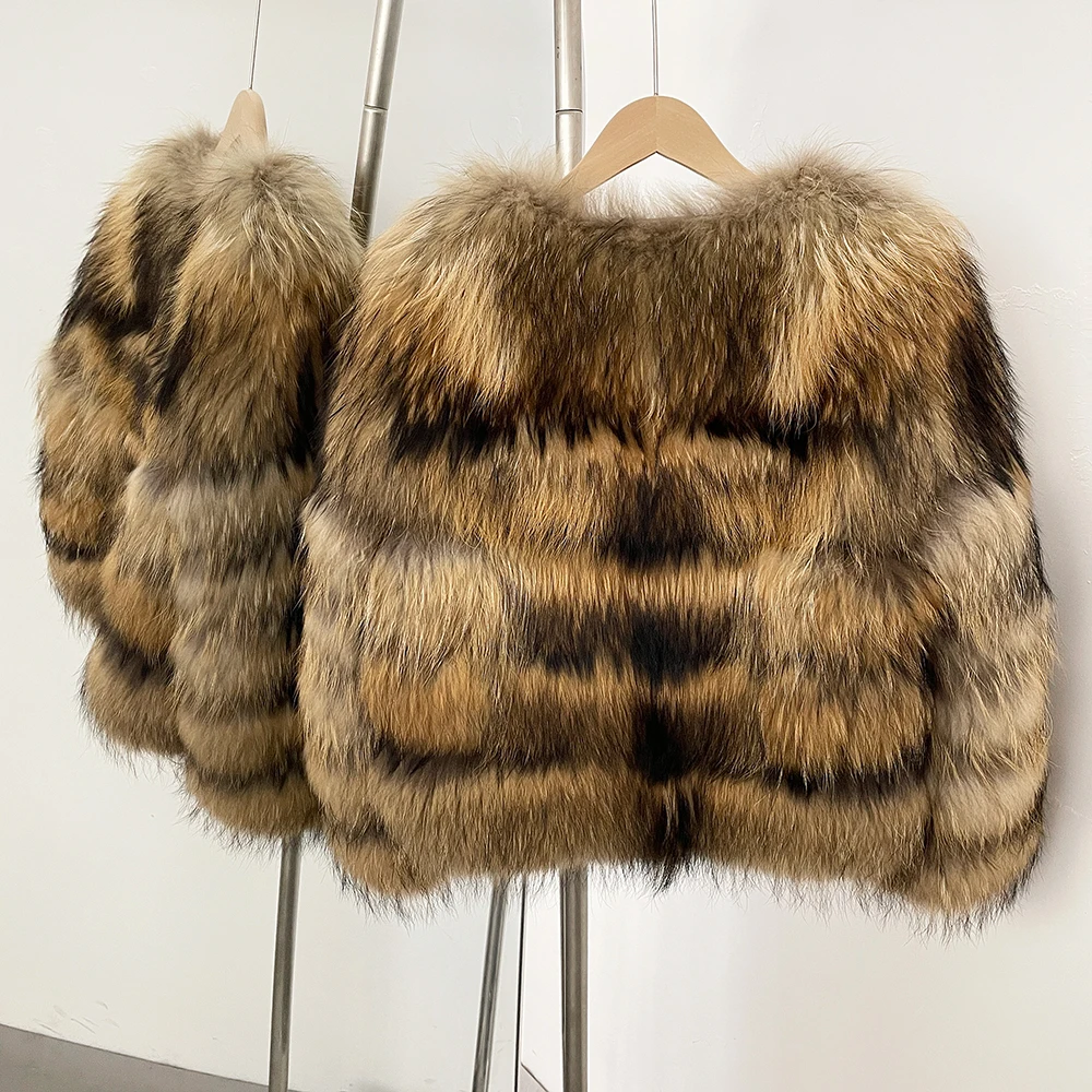 OFTBUY Wholesale Natural Raccoon Fox Fur Coat New High Quality Winter Jacket Women Fluffy Real Fur Clothing Outerwear Streetwear