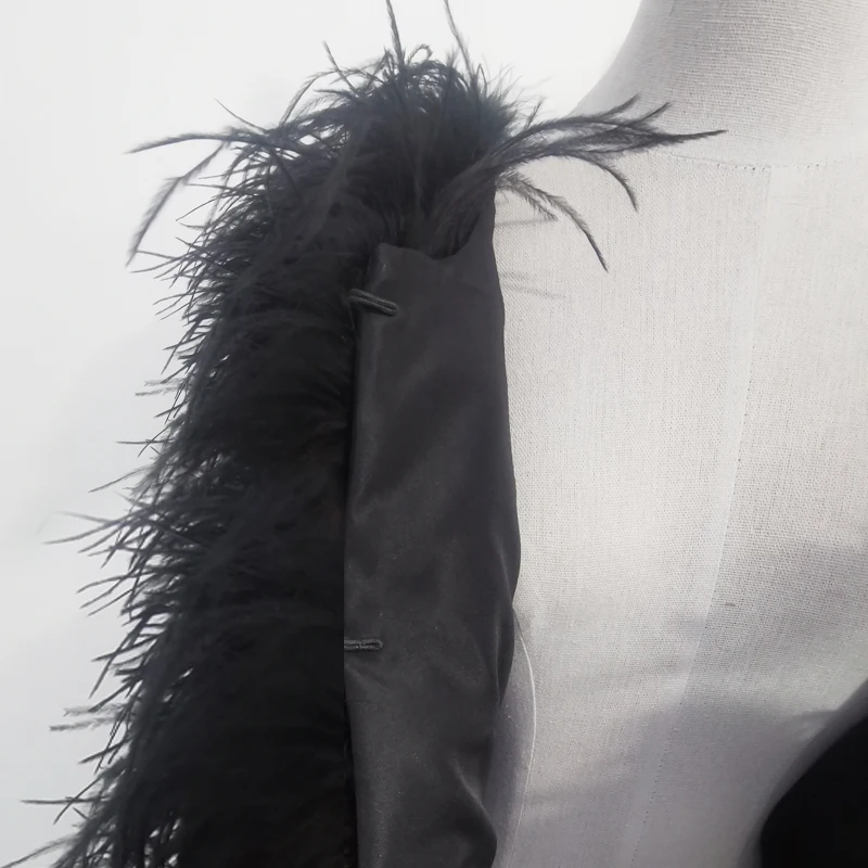New Style Women's Coat 38 Cm 100% Natural Ostrich Hair Women's Sexy Real Ostrich Feather Ostrich Feather Jacket Long Sleeve