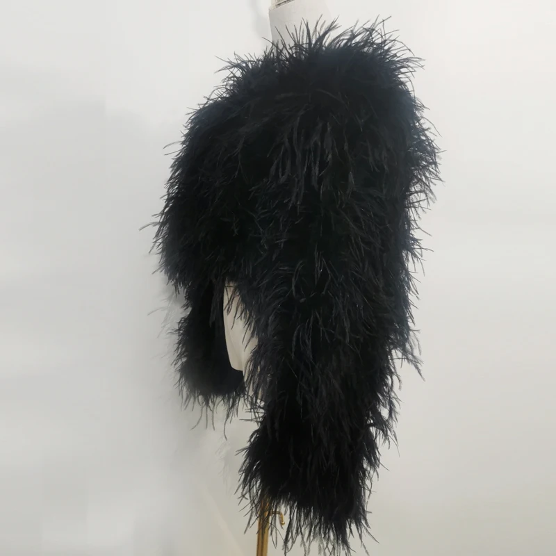New Style Women's Coat 38 Cm 100% Natural Ostrich Hair Women's Sexy Real Ostrich Feather Ostrich Feather Jacket Long Sleeve