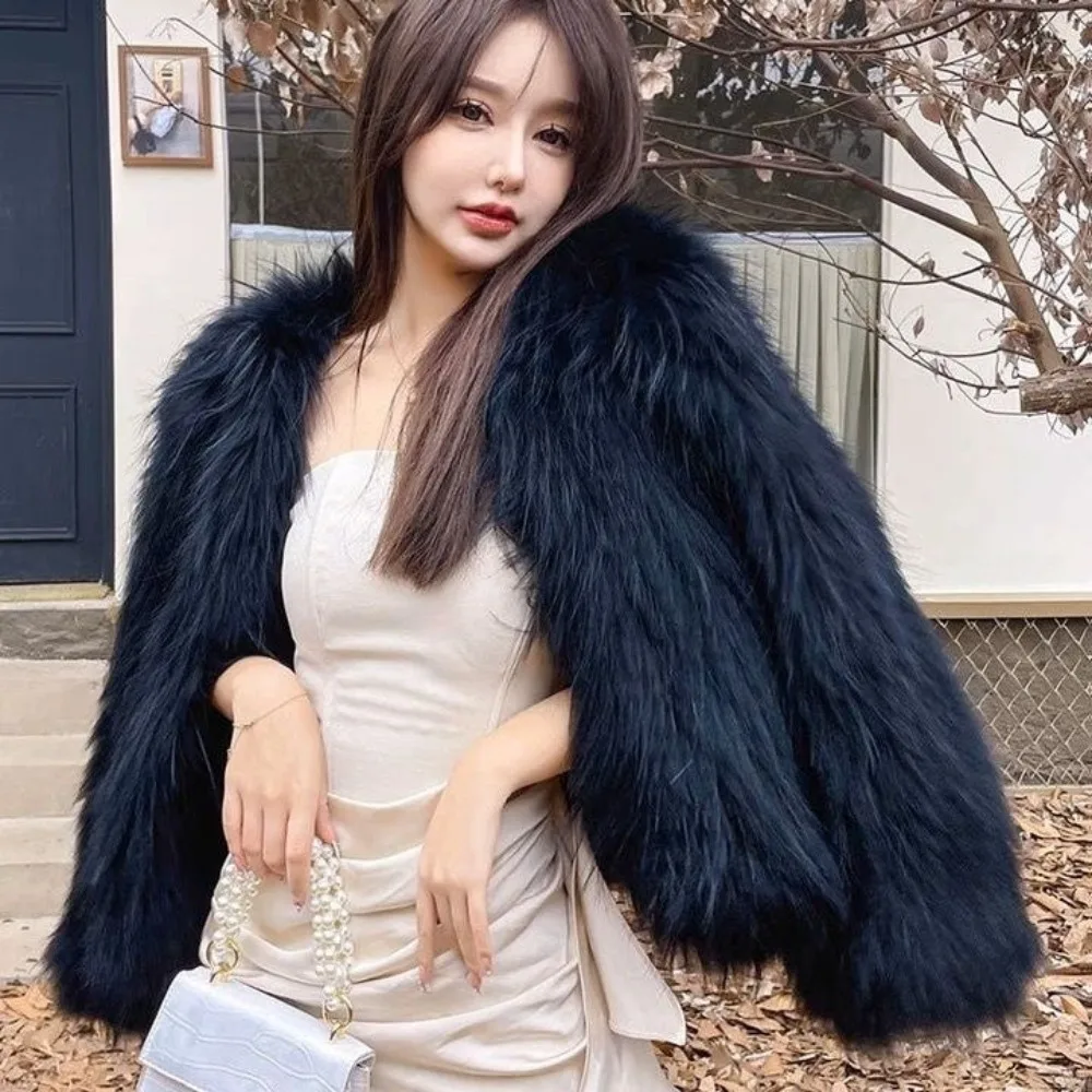 Hot Sales Natural Fur Fashion Short Coat New Raccoon Fur Double Sided Weaving Jacket Encryption Thickening Raccoon Fur Jacket