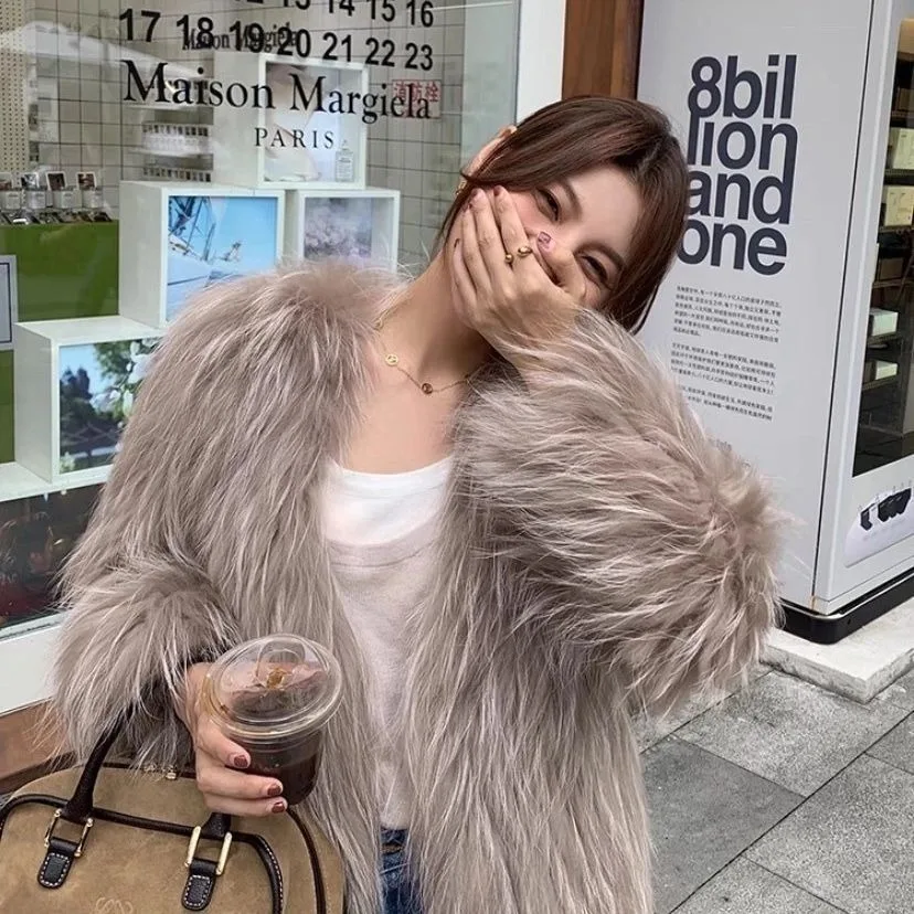 Hot Sales Natural Fur Fashion Short Coat New Raccoon Fur Double Sided Weaving Jacket Encryption Thickening Raccoon Fur Jacket