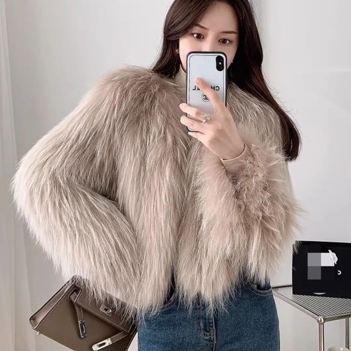 Hot Sales Natural Fur Fashion Short Coat New Raccoon Fur Double Sided Weaving Jacket Encryption Thickening Raccoon Fur Jacket