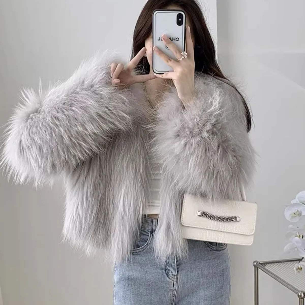 Hot Sales Natural Fur Fashion Short Coat New Raccoon Fur Double Sided Weaving Jacket Encryption Thickening Raccoon Fur Jacket