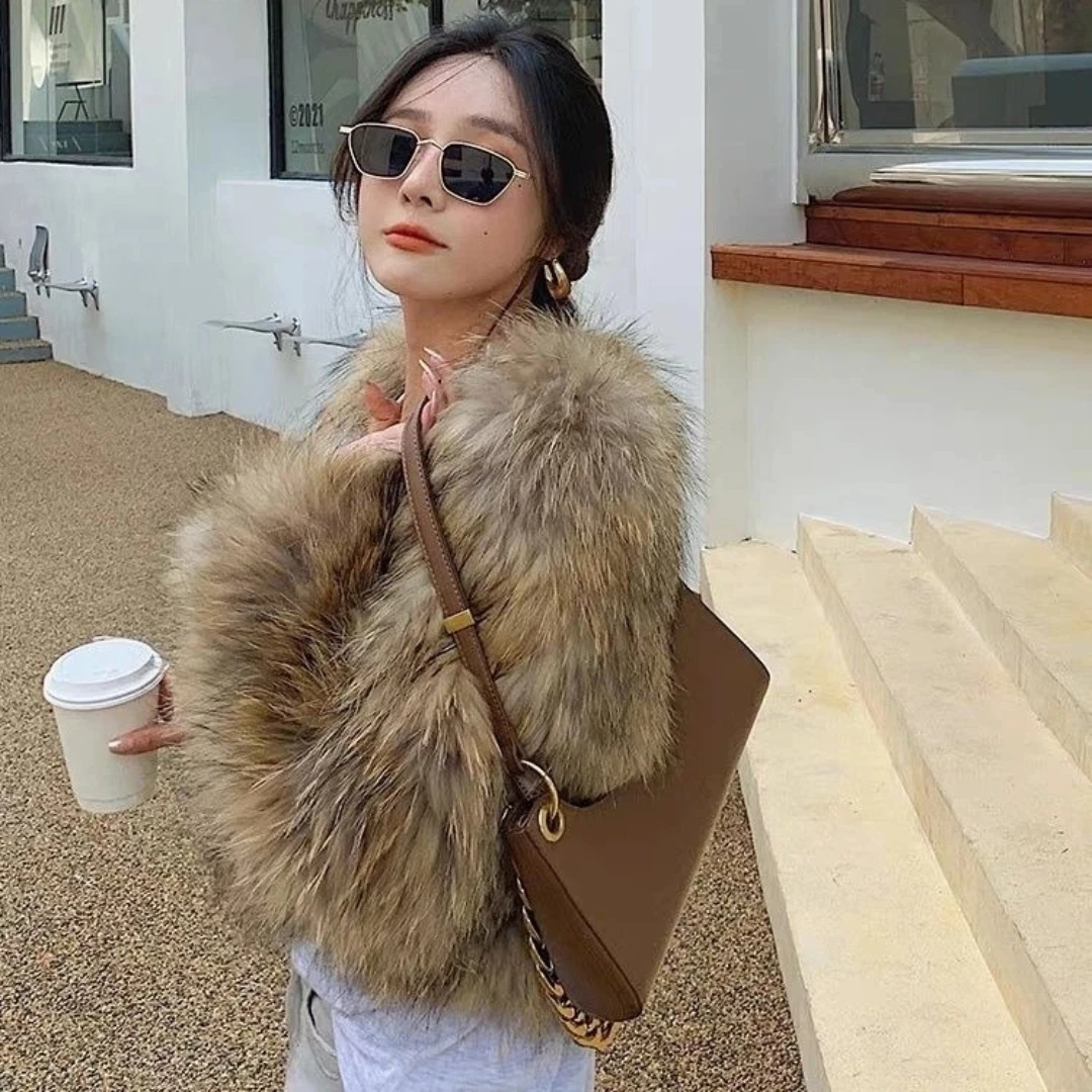 Hot Sales Natural Fur Fashion Short Coat New Raccoon Fur Double Sided Weaving Jacket Encryption Thickening Raccoon Fur Jacket