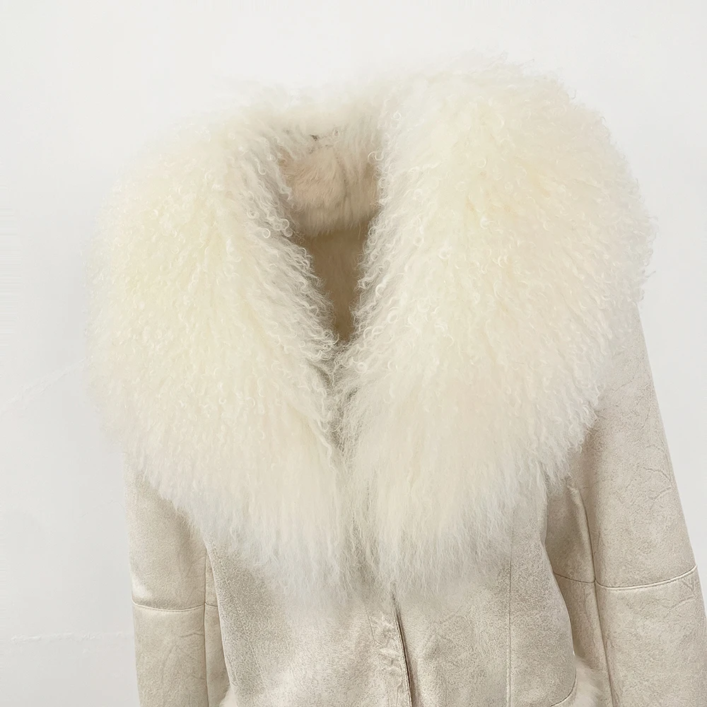 OFTBUY Natural Mongolia Sheep Fur Coat Female Autumn Winter Suede Jacket Women Fashion Short Warm Real Rabbit Fur Liner Clothes