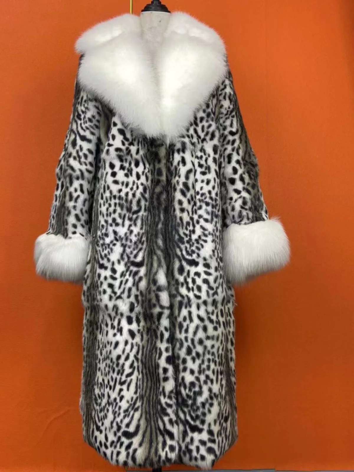 Hot Selling Women Natural Rabbit Fur Jacket Winter Real Fur Coat Fashion Fox Fur Turn-Down Collar Thick Warm Streetwear