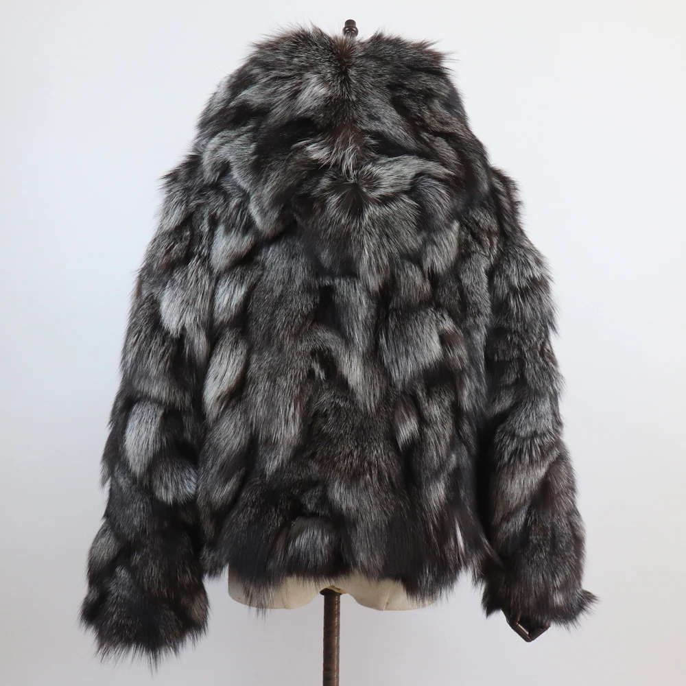 New Winter Women Real Fox Fur Hooded Coat Thick Keep Warm 100% Natural Real Fox Fur Jacket Lady Fashion Geunine Fox Fur Overcoat