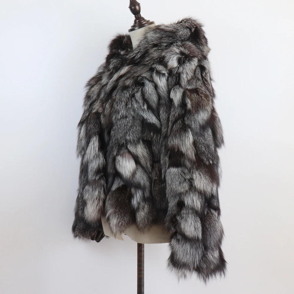 New Winter Women Real Fox Fur Hooded Coat Thick Keep Warm 100% Natural Real Fox Fur Jacket Lady Fashion Geunine Fox Fur Overcoat