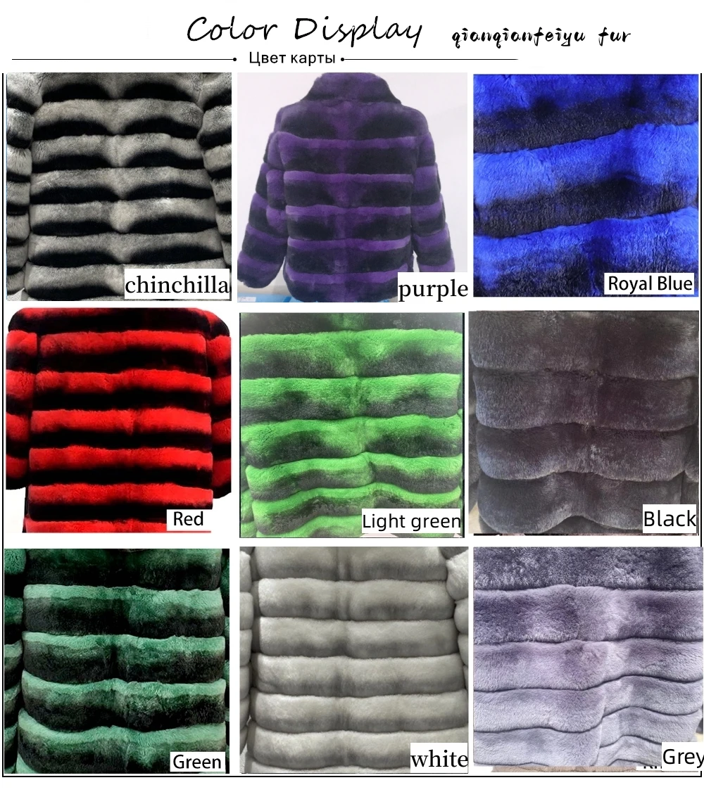 2024 New women's Chinchilla striped jacket Real Rex Rabbit fur fur all-in-one fur coat coat length 60cm package mail winter thic