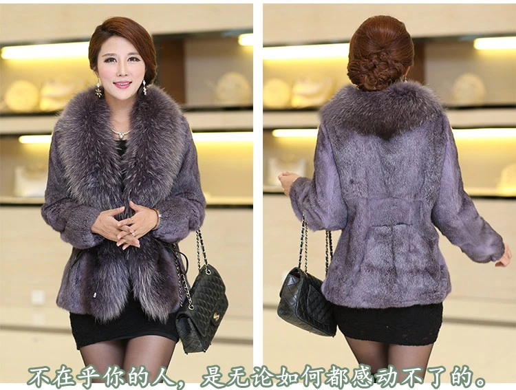 Women Winter Real Rabbit Fur Coat With Raccoon Fur Trimming Fashion Warm Luxury Long Sleeve Genuine Fur Jacket Female Outwear