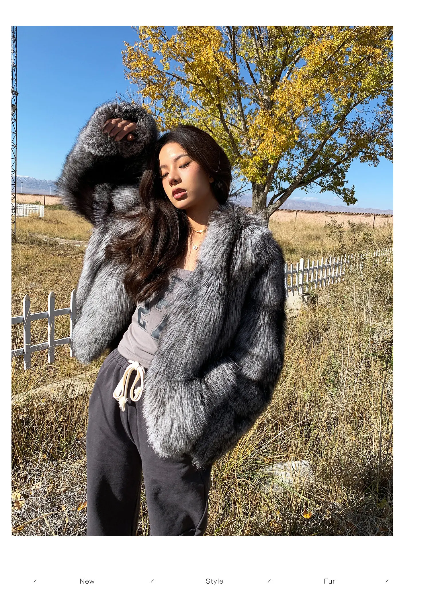 Real Natural Silver Fox Fur Coat Highend Quality Genuine Women Winter Luxury Female Jacket Long Sleeve