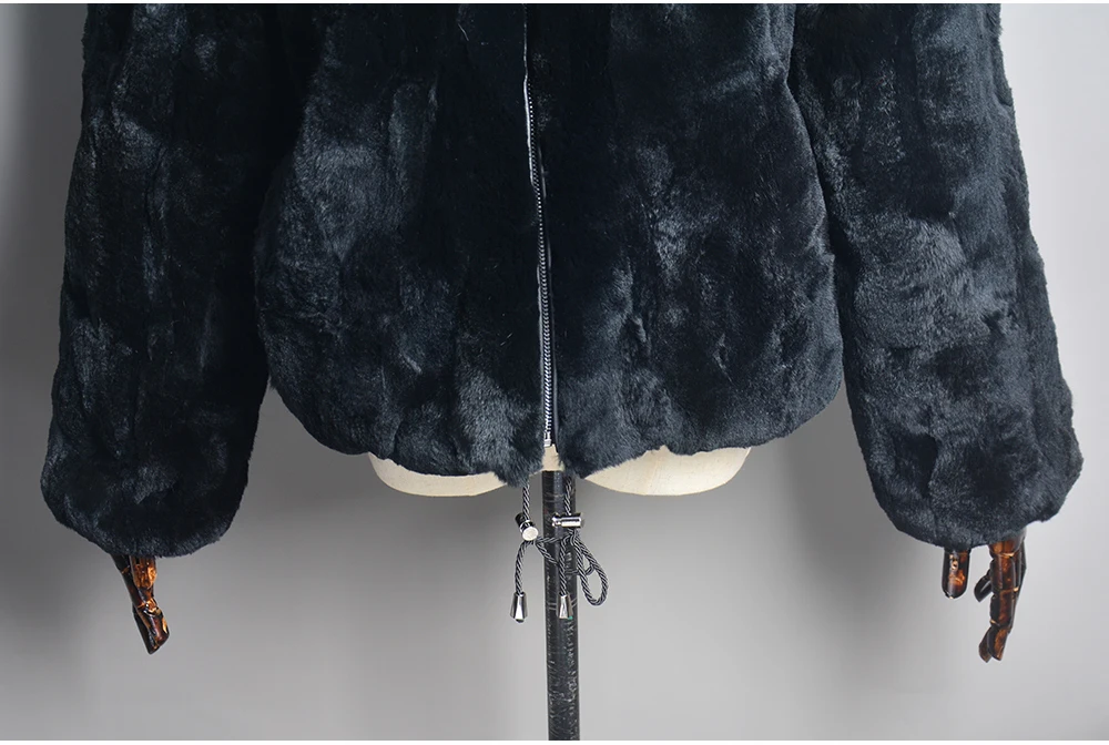 New Fashion Lady 100% Natural Rex Rabbit Fur Coat Women Winter Thick Warm Real Rex Rabbit Fur Jacket With Quality Fox Fur Collar