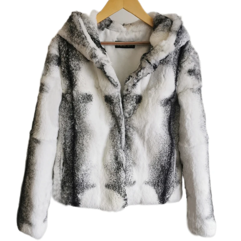 2025 New Genuine Real Rabbit Fur With Hood Overcoat For Women Genuine Luxury High Qualiry Factory Full Natural Ladies Jacker