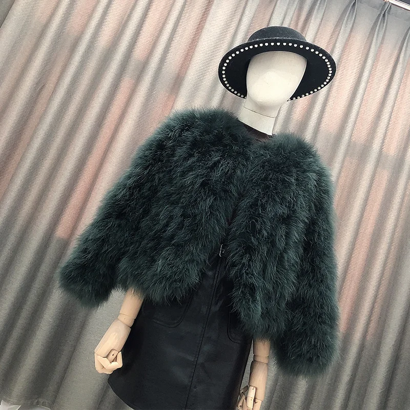 14 Colors Ostrich Feather Fur Coat Shearling Women Jackets Elegant Fashion Luxury Autumn Winter Top Clothes