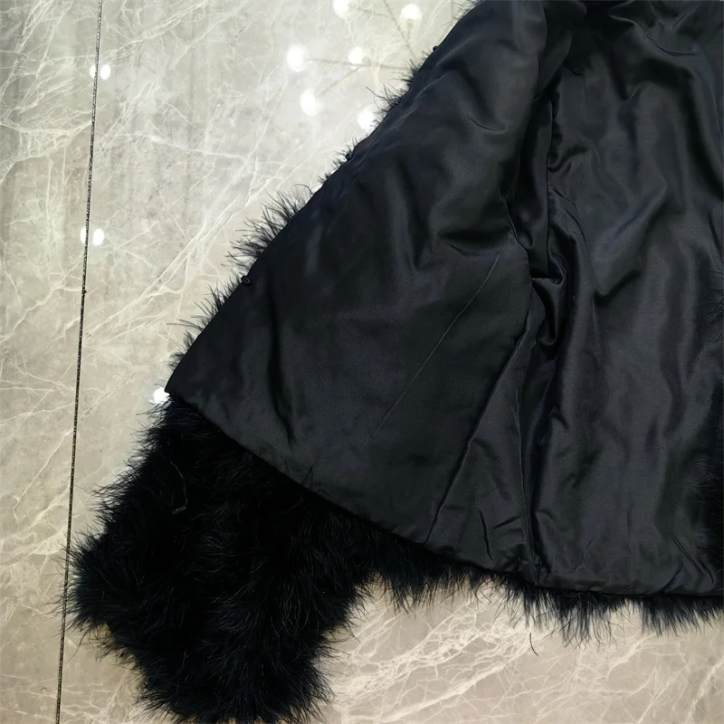 14 Colors Ostrich Feather Fur Coat Shearling Women Jackets Elegant Fashion Luxury Autumn Winter Top Clothes