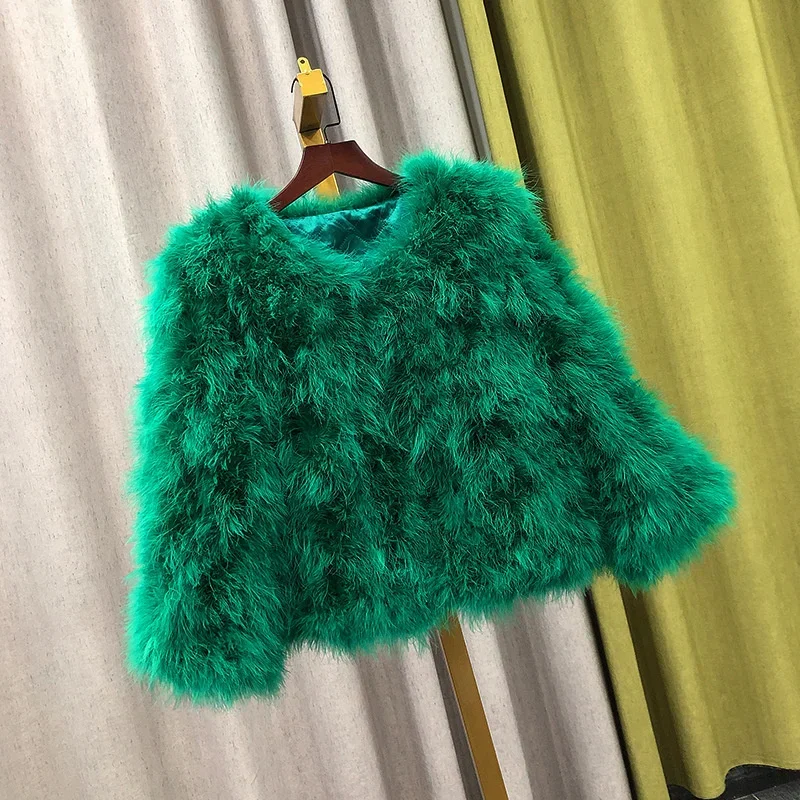 14 Colors Ostrich Feather Fur Coat Shearling Women Jackets Elegant Fashion Luxury Autumn Winter Top Clothes